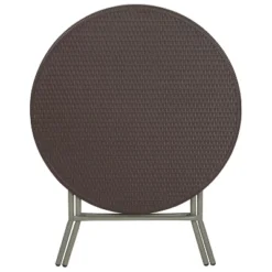 Flash Furniture 2.6-Foot Round Brown Rattan Plastic Folding Table -Furniture GUEST 10c41335 48e6 41b6 b609 2dcdc4a5710c