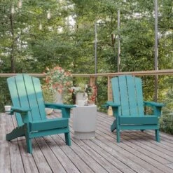 Flash Furniture Newport Adirondack Chair With Cup Holder, Weather Resistant HDPE Adirondack Chair
