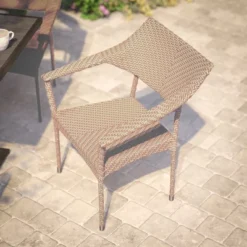 Flash Furniture Jace Commercial Grade Stacking Patio Chair, All Weather PE Rattan Wicker Patio Dining Chair -Furniture GUEST 10f71224 532d 4ff8 a7ec aa9906cdefa1