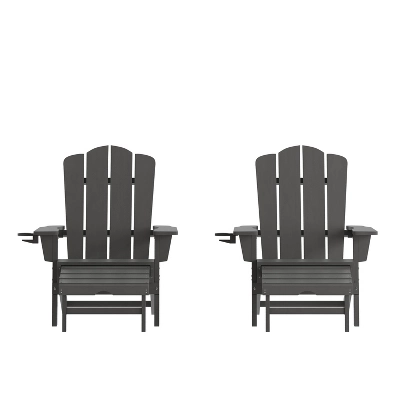 Flash Furniture Newport HDPE Adirondack Chair With Cup Holder And Pull Out Ottoman, All-Weather HDPE Indoor/Outdoor Lounge Chair 12 Flash Furniture Newport HDPE Adirondack Chair With Cup Holder And Pull Out Ottoman, All-Weather HDPE Indoor/Outdoor Lounge Chair - Image 12
