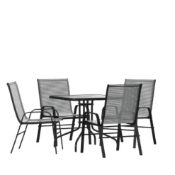 Flash Furniture 5 Piece Outdoor Patio Dining Set - Tempered Glass Patio Table, 4 Flex Comfort Stack Chairs 21 Flash Furniture 5 Piece Outdoor Patio Dining Set - Tempered Glass Patio Table, 4 Flex Comfort Stack Chairs -Furniture GUEST 11755afb 3452 4bf4 b90f 32f1a091f332