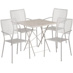 Flash Furniture Oia Commercial Grade 28" Square Indoor-Outdoor Steel Folding Patio Table Set With 4 Square Back Chairs -Furniture GUEST 121ac1bf d283 4994 a53b a1f53e1c614b