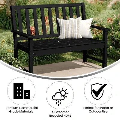 Flash Furniture Ellsworth Commercial Grade All Weather Indoor/Outdoor Recycled HDPE Bench With Contoured Seat 2 Flash Furniture Ellsworth Commercial Grade All Weather Indoor/Outdoor Recycled HDPE Bench With Contoured Seat - Image 2