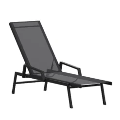 Flash Furniture Brazos Adjustable Chaise Lounge Chair With Arms, All-Weather Outdoor Five-Position Recliner -Furniture GUEST 126f2872 0753 4b44 9556 1caeac5d56fe