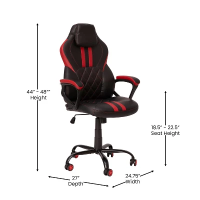 Flash Furniture Ergonomic Office Computer Chair - Adjustable Black And Red Designer Gaming Chair - 360° Swivel - Red Dual Wheel Casters 7 Flash Furniture Ergonomic Office Computer Chair - Adjustable Black And Red Designer Gaming Chair - 360° Swivel - Red Dual Wheel Casters - Image 7