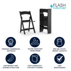 Flash Furniture 4 Pack HERCULES Series 800 Lb. Capacity Resin Folding Chair With Slatted Seat