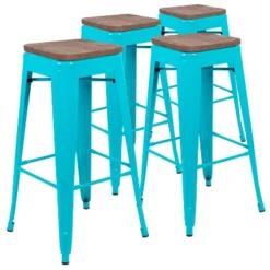 Flash Furniture 30" High Metal Indoor Bar Stool With Wood Seat - Stackable Set Of 4 -Furniture GUEST 1499cb8e 41de 47a7 92ec 3101dda5fc2f