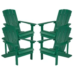 Flash Furniture Set Of 4 Charlestown All-Weather Poly Resin Wood Adirondack Chairs -Furniture GUEST 151133f2 ff8f 495e a640 a006252b3d5b