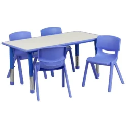 Flash Furniture 23.625"W X 47.25"L Rectangular Plastic Height Adjustable Activity Table Set With 4 Chairs 20 Flash Furniture 23.625"W X 47.25"L Rectangular Plastic Height Adjustable Activity Table Set With 4 Chairs -Furniture GUEST 1512f213 74b3 45b1 95fa 8f563fa9dc63