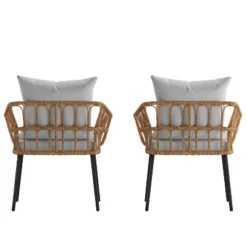 Flash Furniture Evin Set Of 2 Boho Indoor/Outdoor Rope Rattan Wicker Patio Chairs With All-Weather Cushions 19 Flash Furniture Evin Set Of 2 Boho Indoor/Outdoor Rope Rattan Wicker Patio Chairs With All-Weather Cushions -Furniture GUEST 154a3beb a922 40f7 8393 ec42421673f8