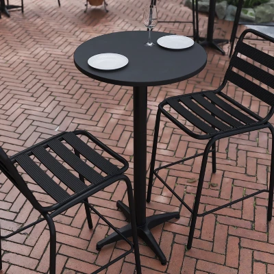 Flash Furniture 23.25" Round Aluminum Indoor-Outdoor Bar Height Table With Flip-Up Table 2 Flash Furniture 23.25" Round Aluminum Indoor-Outdoor Bar Height Table With Flip-Up Table - Image 2