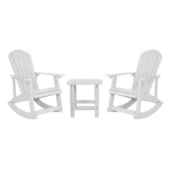 Flash Furniture Set Of 2 Savannah All-Weather Poly Resin Wood Adirondack Rocking Chairs With Side Table 24 Flash Furniture Set Of 2 Savannah All-Weather Poly Resin Wood Adirondack Rocking Chairs With Side Table -Furniture GUEST 1717ecd0 678b 4b53 8bc1 4806cd9ab273