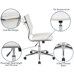 Flash Furniture Mid-Back Armless LeatherSoft Contemporary Ribbed Executive Swivel Office Chair -Furniture GUEST 171b047f b681 4f79 8755 420c8101cfb8