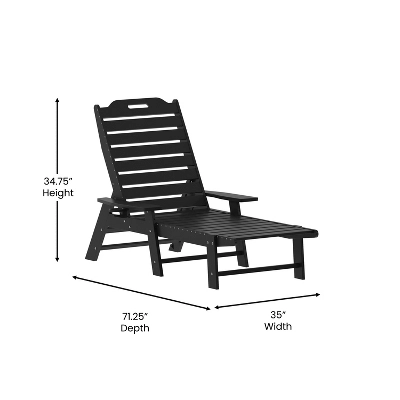 Flash Furniture Monterey Commercial Grade 3-Piece Indoor/Outdoor Adirondack Set With 2 Adjustable HDPE Loungers With Cup Holders And Folding Side Table 7 Flash Furniture Monterey Commercial Grade 3-Piece Indoor/Outdoor Adirondack Set With 2 Adjustable HDPE Loungers With Cup Holders And Folding Side Table - Image 7