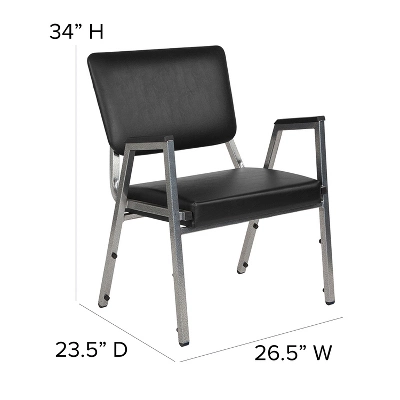 Flash Furniture HERCULES Series 1000 Lb. Rated Black Antimicrobial Vinyl Bariatric Medical Reception Arm Chair With 3/4 Panel Back 3 Flash Furniture HERCULES Series 1000 Lb. Rated Black Antimicrobial Vinyl Bariatric Medical Reception Arm Chair With 3/4 Panel Back - Image 3