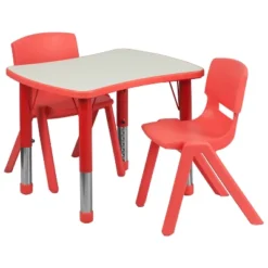 Flash Furniture 21.875"W X 26.625"L Rectangular Plastic Height Adjustable Activity Table Set With 2 Chairs 20 Flash Furniture 21.875"W X 26.625"L Rectangular Plastic Height Adjustable Activity Table Set With 2 Chairs -Furniture GUEST 1790f57d 47de 4357 b310 ad8017afd599