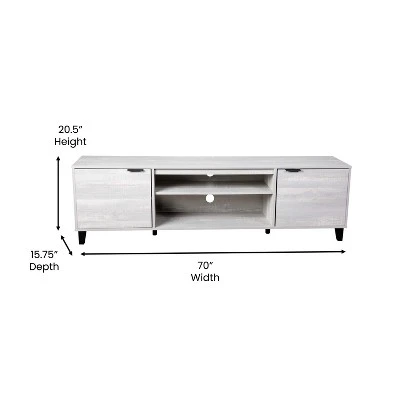 Flash Furniture Nelson 70" Mid Century Modern TV Stand For Up To 60" TV's With Adjustable Shelves And Dual Storage Compartments, Gray 7 Flash Furniture Nelson 70" Mid Century Modern TV Stand For Up To 60" TV's With Adjustable Shelves And Dual Storage Compartments, Gray - Image 7