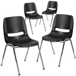 Flash Furniture 4 Pack HERCULES Series 661 Lb. Capacity Ergonomic Shell Stack Chair With 16'' Seat Height -Furniture GUEST 17c42eaf ac19 4de6 b60a f9797f9b5107