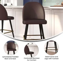 Flash Furniture Lyla Commercial Grade Modern Armless Barstools With Contoured Backrest, Steel Frame And Integrated Footrest - Set Of 2 -Furniture GUEST 180b61b6 7c75 48d5 9160 287238257b2b
