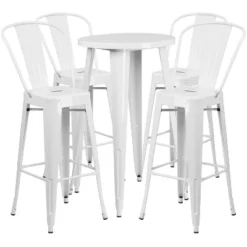 Flash Furniture Commercial Grade 24" Round Metal Indoor-Outdoor Bar Table Set With 4 Cafe Stools -Furniture GUEST 18127e86 731f 4e5f a6f2 e5f5f6236431