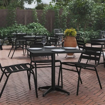Flash Furniture Mellie 31.5'' Square Aluminum Indoor-Outdoor Table With Base 1 Flash Furniture Mellie 31.5'' Square Aluminum Indoor-Outdoor Table With Base