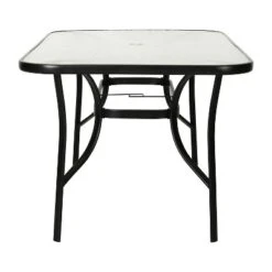 Flash Furniture Tory Commercial Grade Patio Table With Tempered Glass Top With Umbrella Hole And Steel Tube Frame -Furniture GUEST 19d0575f 1d60 4b8a 9935 0a928ae4b441