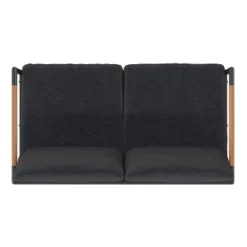 Flash Furniture Indoor/Outdoor Patio Loveseat With Cushions - Modern Aluminum Framed Loveseat With Teak Accent Arms -Furniture GUEST 19e0110c b7e2 48c7 936a f9203d990044