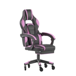 Flash Furniture X40 Gaming Chair Racing Computer Chair With Fully Reclining Back/Arms And Transparent Roller Wheels, Slide-Out Footrest -Furniture GUEST 1aabf713 5d9e 41d9 ac17 8945e02969b9