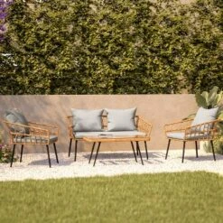 Flash Furniture Evin Boho 4 Piece Indoor/Outdoor Rope Rattan Patio Conversation Set With Tempered Glass Top Coffee Table And Cushions 18 Flash Furniture Evin Boho 4 Piece Indoor/Outdoor Rope Rattan Patio Conversation Set With Tempered Glass Top Coffee Table And Cushions -Furniture GUEST 1af37da9 4585 4c00 9bde 13c1d983eb21