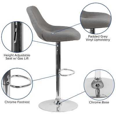 Flash Furniture Contemporary Adjustable Height Gas Lift Swivel Bar Stool With Support Pillow - Kitchen Dining Stool 4 Flash Furniture Contemporary Adjustable Height Gas Lift Swivel Bar Stool With Support Pillow - Kitchen Dining Stool - Image 4