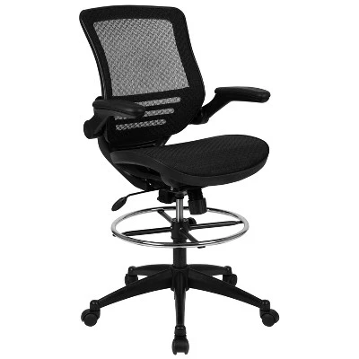 Flash Furniture Mid-Back Transparent Mesh Drafting Chair With Flip-Up Arms 13 Flash Furniture Mid-Back Transparent Mesh Drafting Chair With Flip-Up Arms - Image 13