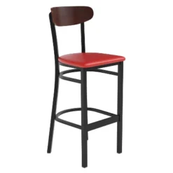 Flash Furniture Wright Commercial Grade Barstool With 500 LB. Capacity Steel Frame, Solid Wood Seat, And Boomerang Back -Furniture GUEST 1b56ec0f e9d7 4fdc 8b36 7f39d9bd49ea