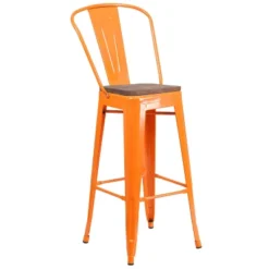 Flash Furniture 30" High Metal Barstool With Back And Wood Seat 27 Flash Furniture 30" High Metal Barstool With Back And Wood Seat -Furniture GUEST 1d9ac070 9a13 47b6 bfd2 c0204f3c0986