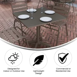 Flash Furniture Lila 31.5'' Square Aluminum Indoor-Outdoor Table Set With 4 Slat Back Chairs -Furniture GUEST 1e2bd0be fbdc 45f1 984c 2653ae8bc11b