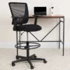Flash Furniture Ergonomic Mid-Back Mesh Drafting Chair With Black Fabric Seat, Adjustable Foot Ring And Adjustable Arms