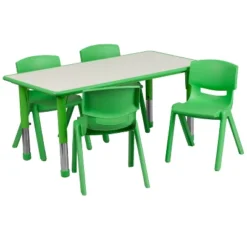 Flash Furniture 23.625"W X 47.25"L Rectangular Plastic Height Adjustable Activity Table Set With 4 Chairs 19 Flash Furniture 23.625"W X 47.25"L Rectangular Plastic Height Adjustable Activity Table Set With 4 Chairs -Furniture GUEST 1e970c6c 7142 4809 bdf3 074073536da7