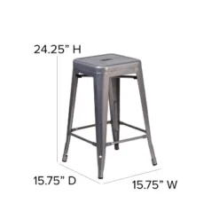 Flash Furniture 24'' High Backless Clear Coated Metal Indoor Counter Height Stool With Square Seat -Furniture GUEST 1ec87b2e 5373 49c7 929b 3109da039400