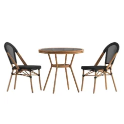 Flash Furniture Marseille Indoor/Outdoor Commercial Bistro 31.5" Table, Textilene, Glass Top With 2 Stack Chairs 21 Flash Furniture Marseille Indoor/Outdoor Commercial Bistro 31.5" Table, Textilene, Glass Top With 2 Stack Chairs -Furniture GUEST 1ecbf91b 40e6 4f81 a394 17307553df75