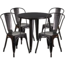 Flash Furniture Commercial Grade 30" Round Metal Indoor-Outdoor Table Set With 4 Cafe Chairs 15 Flash Furniture Commercial Grade 30" Round Metal Indoor-Outdoor Table Set With 4 Cafe Chairs -Furniture GUEST 1f4684b8 84da 4e5f 9bcd 16ad00fbf0cc