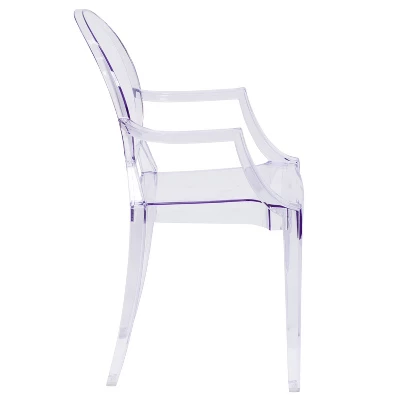 Flash Furniture Ghost Chair With Arms In Transparent Crystal 7 Flash Furniture Ghost Chair With Arms In Transparent Crystal - Image 7