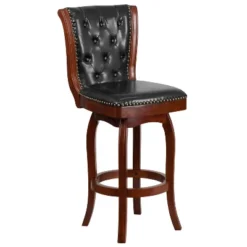 Flash Furniture 30'' High Wood Barstool With Button Tufted Back And LeatherSoft Swivel Seat 7 Flash Furniture 30'' High Wood Barstool With Button Tufted Back And LeatherSoft Swivel Seat -Furniture GUEST 20075a61 9203 4c96 964c 407cc21b30e5