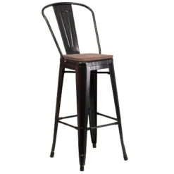 Flash Furniture 30" High Metal Barstool With Back And Wood Seat 31 Flash Furniture 30" High Metal Barstool With Back And Wood Seat -Furniture GUEST 2072c808 4ba0 4942 914b 026f5d46f14c