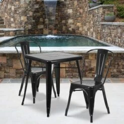 Flash Furniture Commercial Grade 23.75" Square Metal Indoor-Outdoor Table Set With 2 Stack Chairs 19 Flash Furniture Commercial Grade 23.75" Square Metal Indoor-Outdoor Table Set With 2 Stack Chairs -Furniture GUEST 20f9d02c 4040 4650 9e67 1219d8a2d8fb