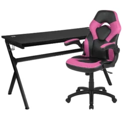Flash Furniture Gaming Desk And Racing Chair Set With Cup Holder, Headphone Hook And Removable Mouse Pad Top - 2 Wire Management Holes 26 Flash Furniture Gaming Desk And Racing Chair Set With Cup Holder, Headphone Hook And Removable Mouse Pad Top - 2 Wire Management Holes -Furniture GUEST 21061721 8ea3 4916 9136 566bd85fb96d