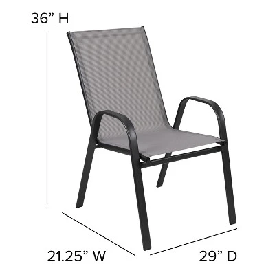 Flash Furniture 5 Piece Outdoor Patio Dining Set - Tempered Glass Patio Table, 4 Flex Comfort Stack Chairs 5 Flash Furniture 5 Piece Outdoor Patio Dining Set - Tempered Glass Patio Table, 4 Flex Comfort Stack Chairs - Image 5