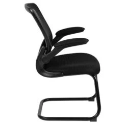 Flash Furniture Black Mesh Sled Base Side Reception Chair With Flip-Up Arms -Furniture GUEST 21528f8a 2bfb 47f0 9008 93b771b1a620