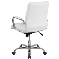 Flash Furniture Whitney Mid-Back White LeatherSoft Executive Swivel Office Chair With Chrome Frame And Arms - Set Of 4 -Furniture GUEST 215c5ca9 25fb 44a2 a832 4c66de8340d6