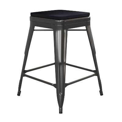 Flash Furniture Cierra Set Of 4 Commercial Grade 24" High Backless Metal Indoor Counter Height Stools With All-Weather Poly Resin Seats 13 Flash Furniture Cierra Set Of 4 Commercial Grade 24" High Backless Metal Indoor Counter Height Stools With All-Weather Poly Resin Seats - Image 13