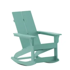 Flash Furniture Finn Modern Commercial Grade All-Weather 2-Slat Poly Resin Wood Rocking Adirondack Chair With Rust Resistant Stainless Steel Hardware -Furniture GUEST 21cd74f5 5b54 45e0 83bd 0d825bc34d89