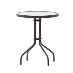 Flash Furniture Lila 23.75'' Round Glass Metal Table With 2 Metal Aluminum Slat Stack Chairs 15 Flash Furniture Lila 23.75'' Round Glass Metal Table With 2 Metal Aluminum Slat Stack Chairs -Furniture GUEST 221412c5 5965 46a3 96da 1619bf88120a